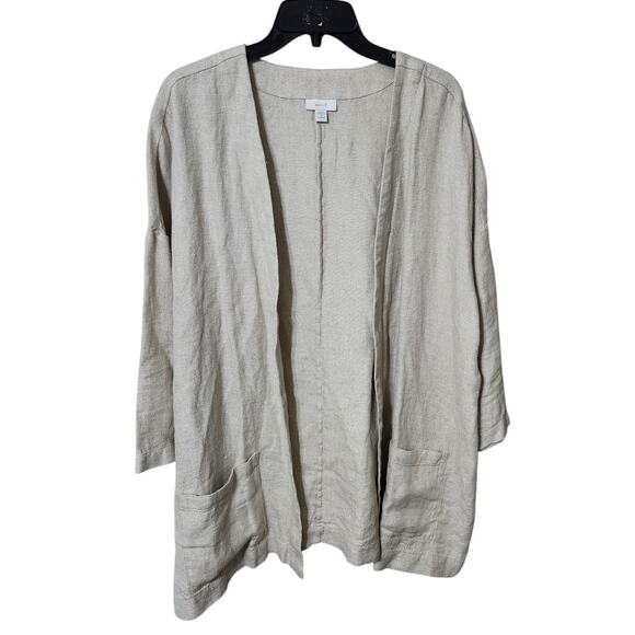 J.Jill Pure Jill Plus Size 2X Unstructured Blazer Open Front Beige Pockets - Picture 4 of 9